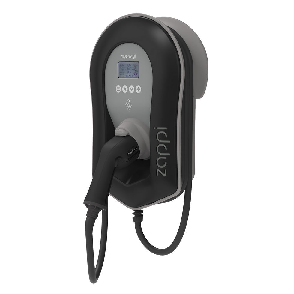 EV Charger Myenergi Zappi V2.1 Multiphase 7/22kW Tethered 6.5M-Cable BLACK with inbuilt WiFi/Ethernet w/3 CTs (ZAPPI-2H22TB-T)